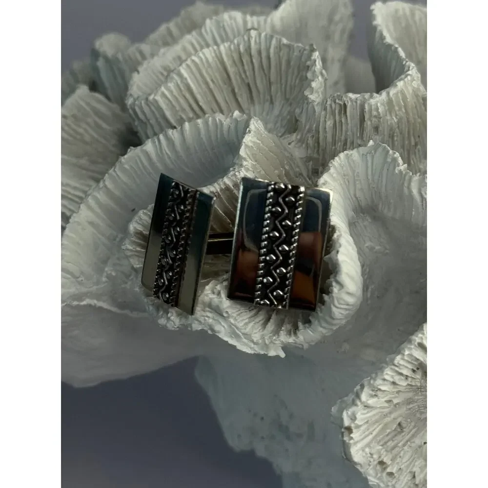 Vintage 925 Sterling Silver Cufflinks Length 0.70 Inch
